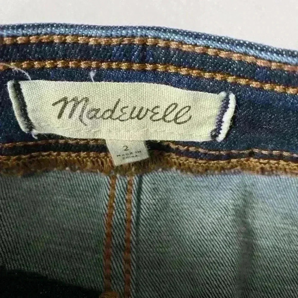 Madewell Stretch Denim Button Front A Line Mini Skirt Size 10 Retro Dark Wash - Picture 5 of 6